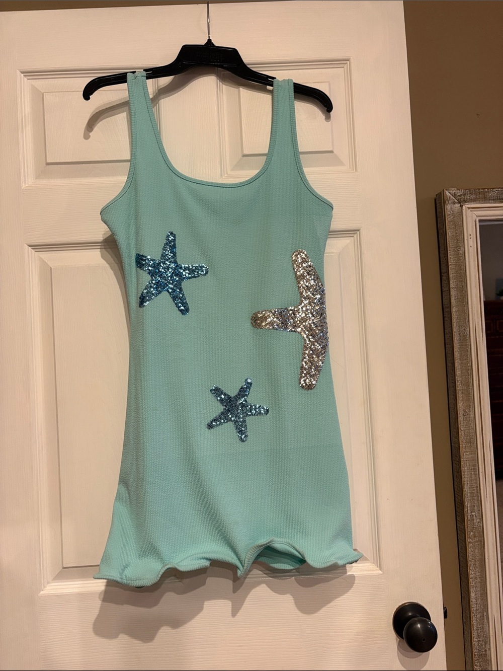 Aqua Sequin Starfish Mini Dress
